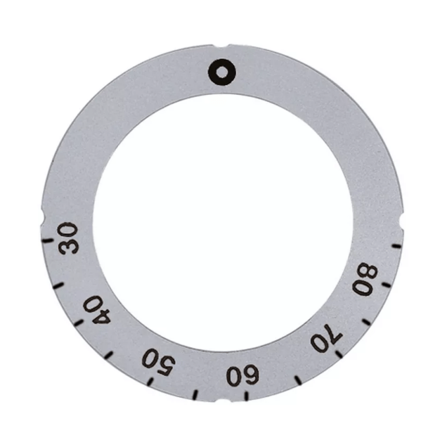 Horeca Parts - Tarcza pokrętła termostatu t.max. 85°C 30-85°C śr. wew. 45,5mm śr. zew. 63mm obrót 270° srebrna