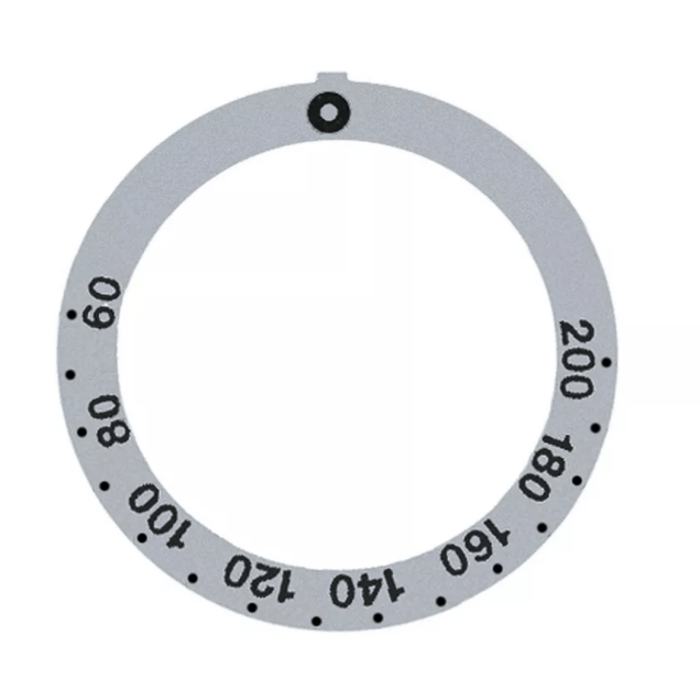 Horeca Parts - Tarcza pokrętła termostatu t.max. 200°C 60-200°C śr. wew. 45,5mm śr. zew. 59mm obrót 270° srebrna