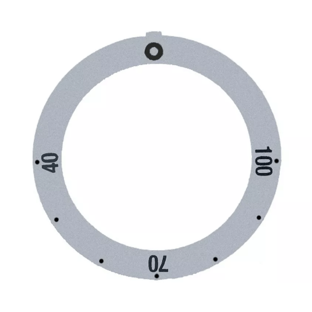 Horeca Parts - Tarcza pokrętła termostatu t.max. 100°C 40-100°C obrót 270° śr. wew. 45,5mm śr. zew. 59mm srebrna