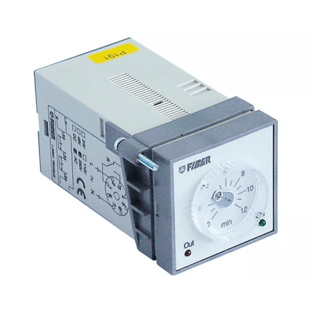 Horeca Parts - Przekaźnik czasowy E58F47, 230VAC, 5A, 0–12 min, 45×45 mm - Fiber