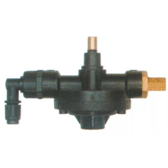 Horeca Parts - Pompa dozująca 2001 do nabłyszczacza, wlot 4×6 mm, przyłącze ciśnieniowe M12×1, wylot M10×1, przyłącze ssące 4×6 mm, zawór zwrotny PTFE, sprężyna 1 mm, kod VNR/U1, waga 0,180 kg - Germac