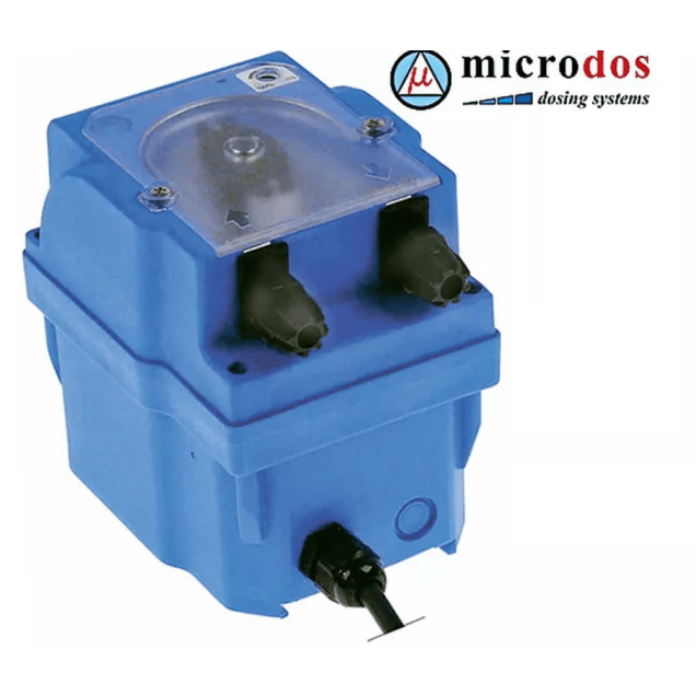 Horeca Parts - Pompa dozująca do płynu nabłyszczającego, ze sterowaniem czasowym, 0,5 l/h, 230 VAC, wąż ø 4x6 mm, wąż silikonowy - Microdos