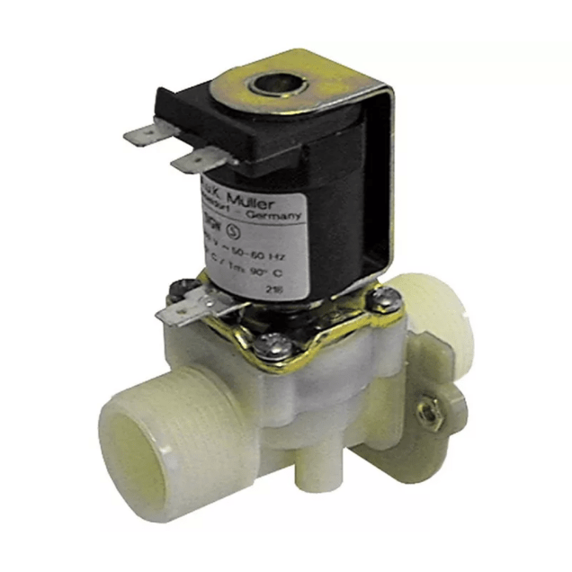 Horeca Parts - Elektrozawór 230VAC pojedynczy, prosty, wejście 3/4", wyjście 3/4", DN10, temp. maks. 90°C - Müller