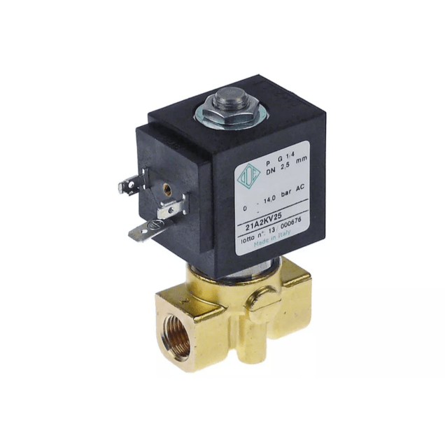 Horeca Parts - Zawór elektromagnetyczny mosiądz 2-drożny 230VAC dł. 40mm wlot 1/4" IT wylot 1/4" IT (1120376)