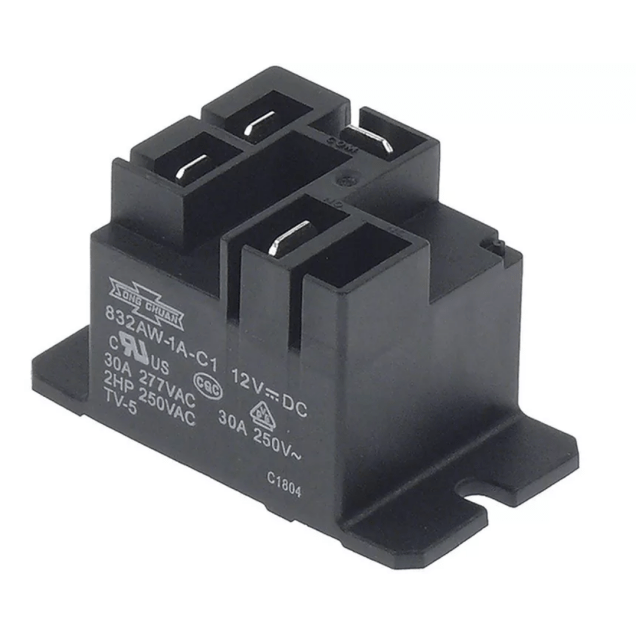 Horeca Parts - Przekaźnik 12 V DC, 30 A, 1NO, przyłącze Faston 6,3 mm, montaż śrubowy - Shangfang