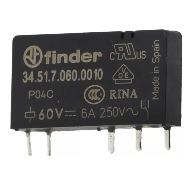 Horeca Parts - Przekaźnik drukowy 34.51.7.060.0010, cewka 60VDC, 1CO, 250V 6A, piny - Finder