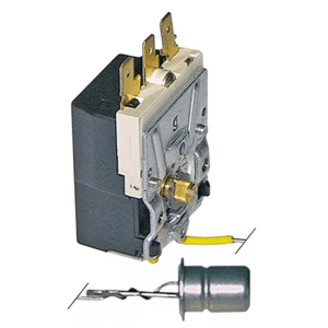 Horeca Parts - Termostat 1-biegunowy 1CO, temp. max 95°C, 16 A, czujnik ø15 mm, długość czujnika 17 mm, kapilara 450 mm