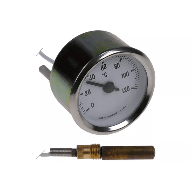 Horeca Parts - Termometr śr. montażowa 52mm temp. max. 120°C dł. kapilary 1000 mm dł. czujki 33 mm - Stół grzewczy Zanussi