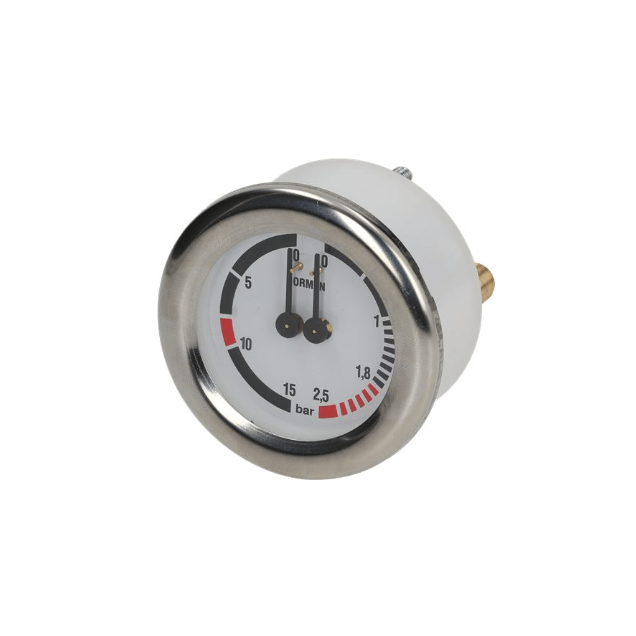 Horeca Parts - Manometr z podłączeniem z tyłu, gwint 1/8", ø 63 mm, podwójna skala, zakres ciśnienia 0–2,5 / 0–15 bar - Ekspres do kawy BFC (1245043)