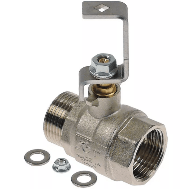 Horeca Parts - Zawór kulowy 1'' IT – rura ø 25 mm, L 67 mm, z uchwytem, komplet z 2 uchwytami i elementami montażowymi, 1 szt., waga 0,48 kg - Komel