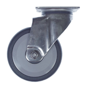 Horeca Parts - Kółko obrotowe z płytką, rozstaw otworów montażowych 61x51 mm, wys. 158 mm, koło ø 100 mm, szer. 32 mm (700294)