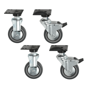 Horeca Parts - Zestaw kółek obrotowych z hamulcem obrotowym, koło ø 100 mm, płytka montażowa 96x90 mm, 4szt - Falcon (3346221)