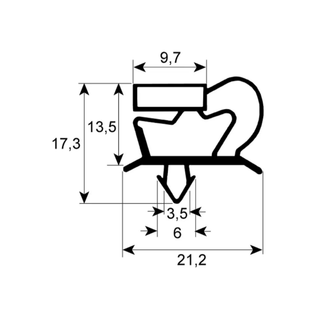 Horeca Parts - Profil uszczelki chłodniczej 9048 szer. 655 mm dł. 1500 mm rozmiar wtyczki - Küppersbusch 7155072