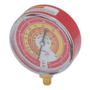 Horeca Parts - Manometr model RBH, przyłącze 1/4" SAE, ø 80 mm, klasa 1,6, skala gazu R1270, R290, R600a (800322)
