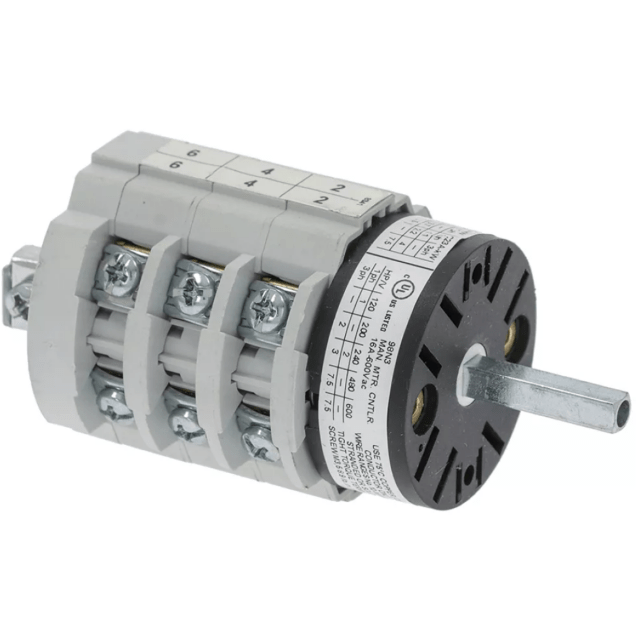 Horeca Parts - Przełącznik obrotowy krzywkowy 4 pozycyjny 1-0-2-3 6-biegunowy typ CS0168341 400V 16A 5x5mm