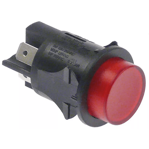 Horeca Parts - Przycisk śr. montażowa 11mm 250V 16A 2NO podł. męskie 6,3mm okrągły czerwony