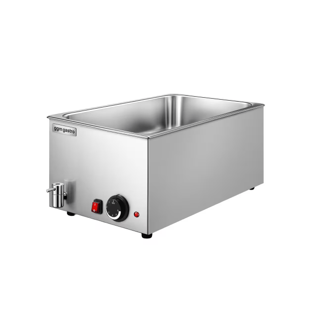 Horeca Parts - Bemar wodny elektryczny - nastawny - 1,2kW - 1x GN 1/1 o wysokości 150mm - z zaworem spustowym - GGM Gastro