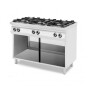 Horeca Parts - Kuchnia gazowa 6-palnikowa na podstawie z trzech stron zamkniętej, z piekarnikiem gazowym lub konwekcyjnym, HENDI, 1200x700x(H)900mm
